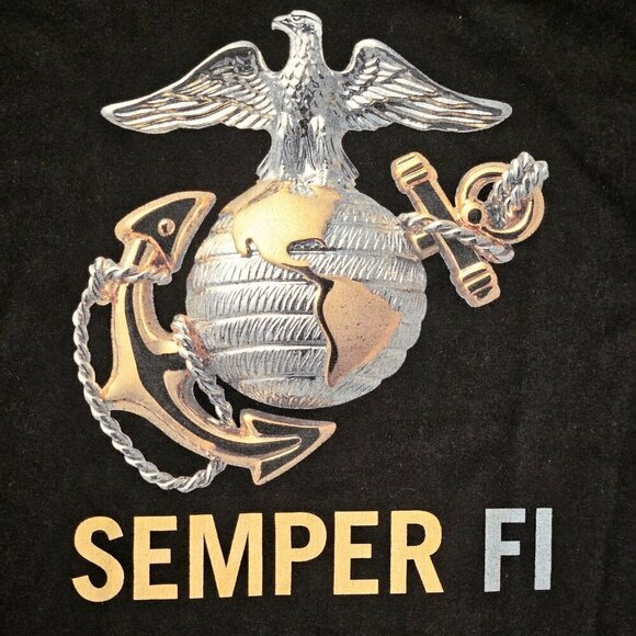 Vintage US Marines Semper Fi Eagle Graphic Pullover Sweatshirt Bayside L Cotton - Picture 4 of 8